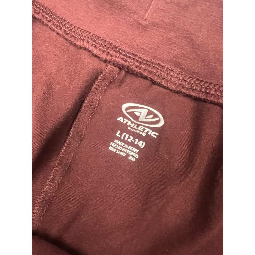 Athletic Works Womens Large 12-14 Burgundy Capri Sweatpants Cropped Lounge Pants - Picture 2 of 4